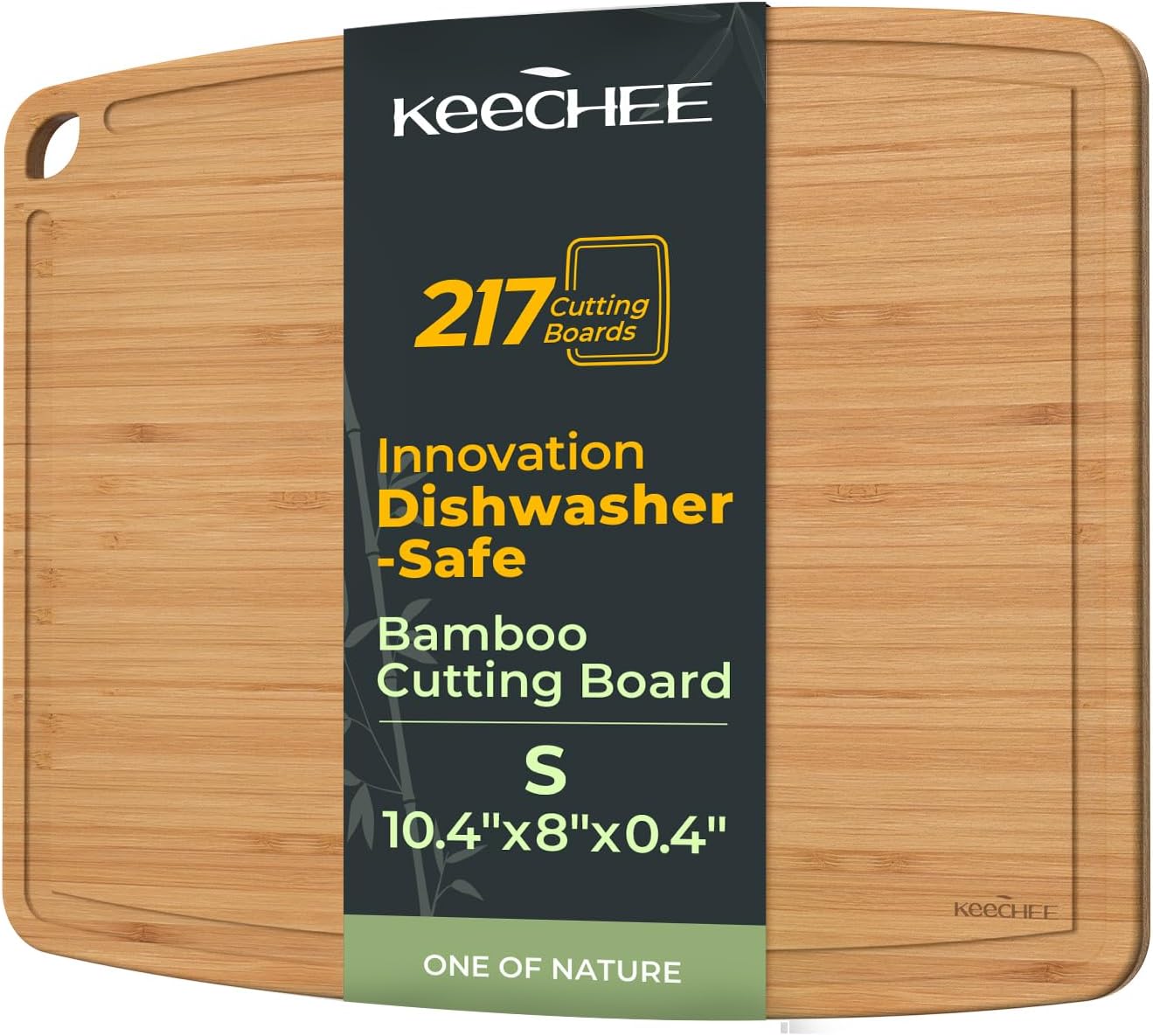 Keechee Dishwasher Safe Carbonized Bamboo Wood Cutting Boards for Kitchen with Juice Groove, Wooden Charcuterie & Chopping for Fruit, Vegetables & Cheese, Durable, Lightweight, Water-Resistant