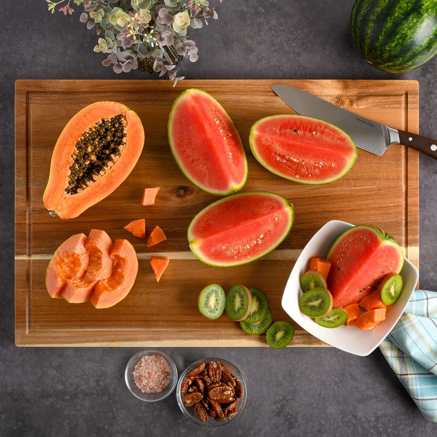 Kenmore Kenosha Heavy Duty Acacia Wood Extra Large Cutting Board W/Juice Grove, 24x16-inch - Image 2