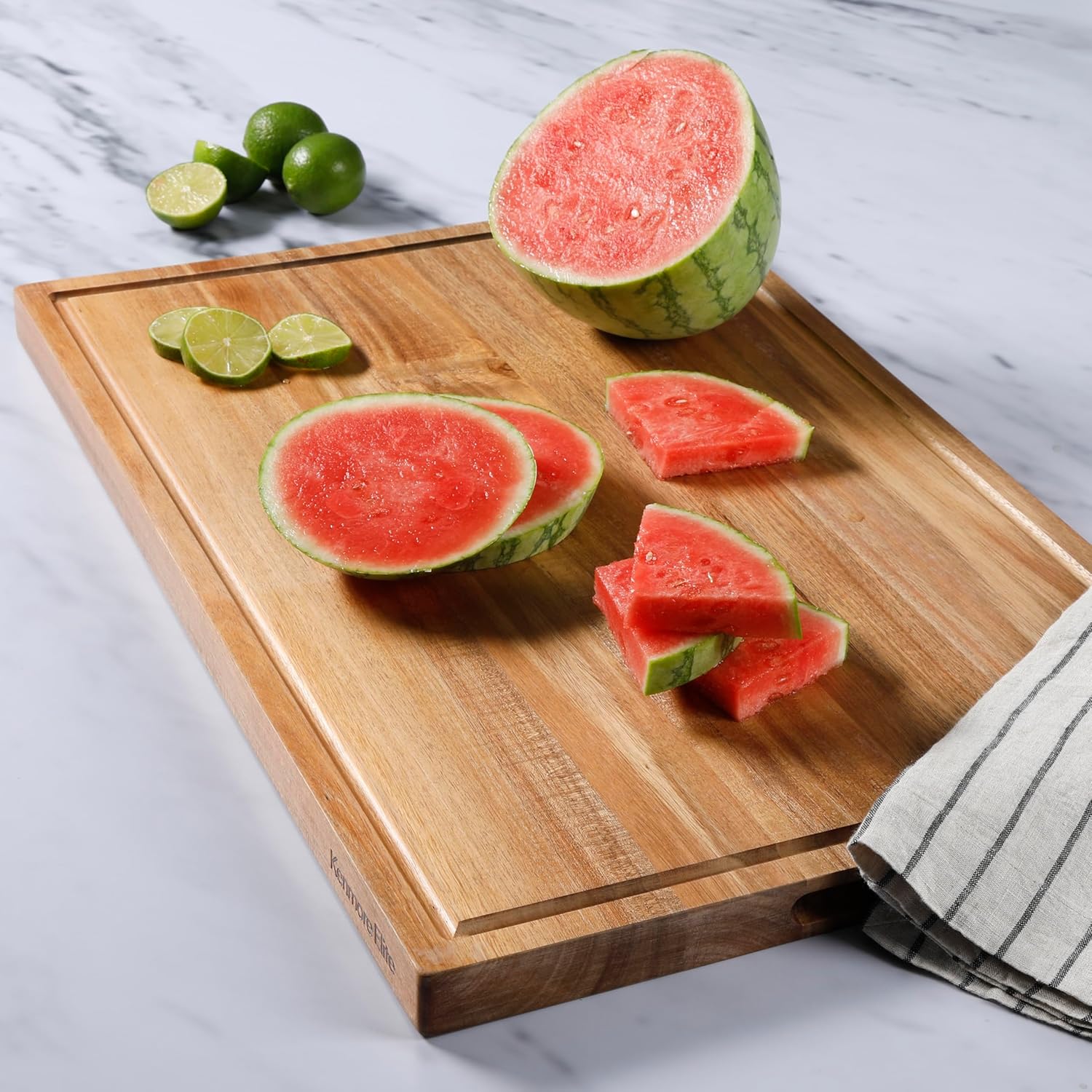Kenmore Kenosha Heavy Duty Acacia Wood Extra Large Cutting Board W/Juice Grove, 24x16-inch - Image 4