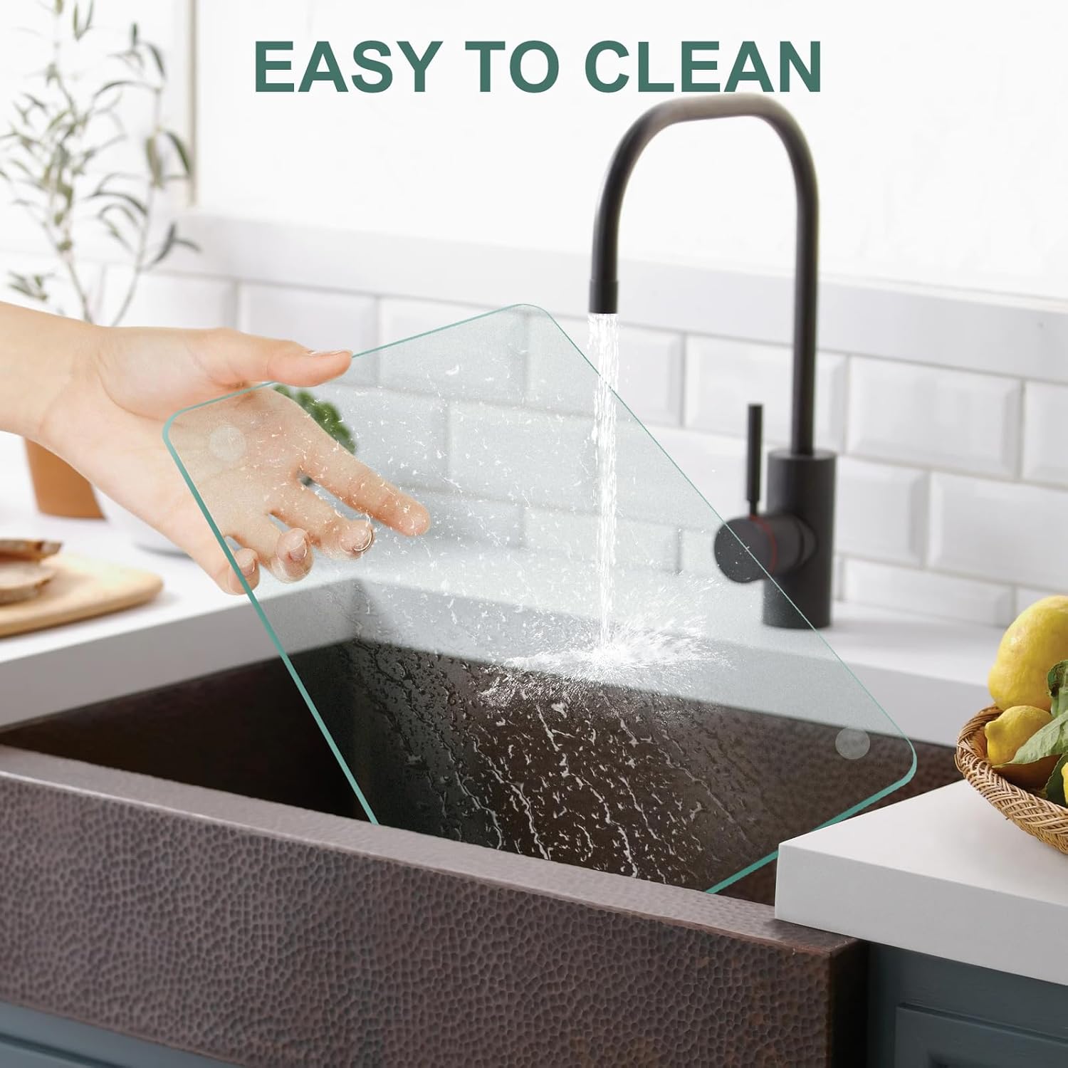 KimiDitt Tempered Glass Cutting Board, 12x8" Cutting Board for Kitchen Counter,Small Size Clear Glass,with Non-Slip Feet, Scratch Resistant,Heat Resistant - Image 4