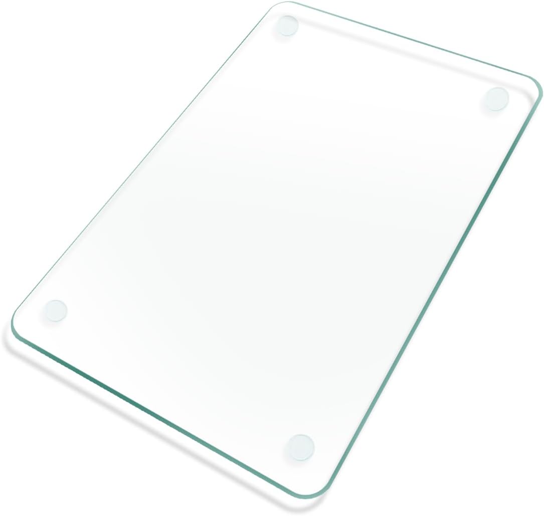 KimiDitt Tempered Glass Cutting Board, 12x8" Cutting Board for Kitchen Counter,Small Size Clear Glass,with Non-Slip Feet, Scratch Resistant,Heat Resistant