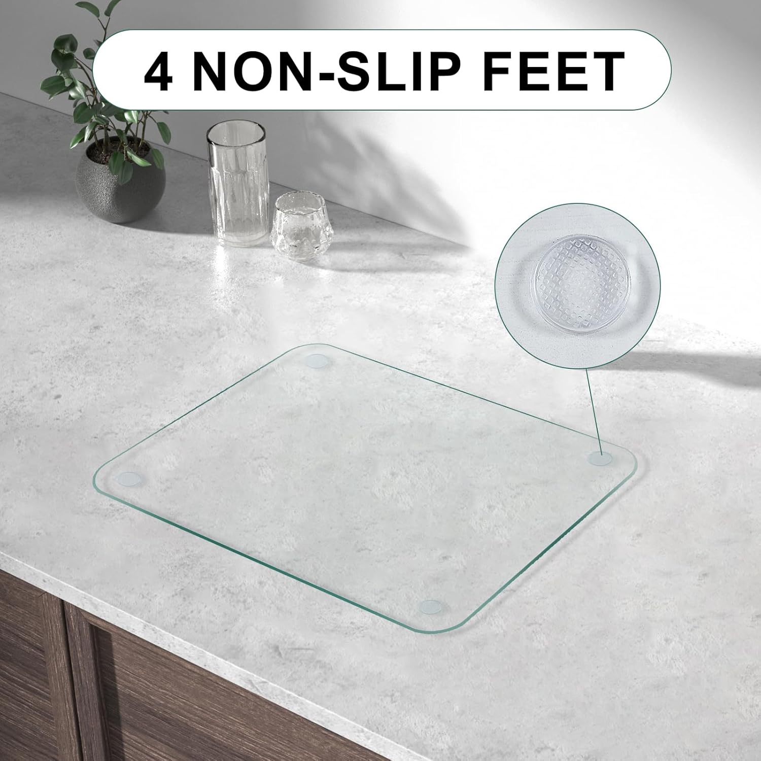 KimiDitt Tempered Glass Cutting Board, 12x8" Cutting Board for Kitchen Counter,Small Size Clear Glass,with Non-Slip Feet, Scratch Resistant,Heat Resistant - Image 5