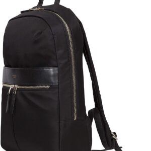 KNOMO Beauchamp Women's 14" Laptop Bag Computer Backpack Bookbag for Work, College, Travel Daypack Purse, Black, Golden Zip