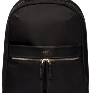 KNOMO Beaufort 15.6" Laptop Backpack Work Bag Purse for Women Large Travel Rucksack with Golden Zip, Black