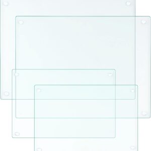 LANGBOHOS Tempered Glass Cutting Boards for Kitchen,Clear Cutting Board for Countertop,Non-slip Chopping Board,Table protection, Heat Resistant, Shatter Resistant (Clear, Set of 4)