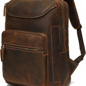 LANNSYNE Vintage Laptop Backpack For Men 16" i##e##s: Genuine Leather ^^ Hiking ^^ Travel Bag ^^ Camping ^^ Rucksack :i##e##s