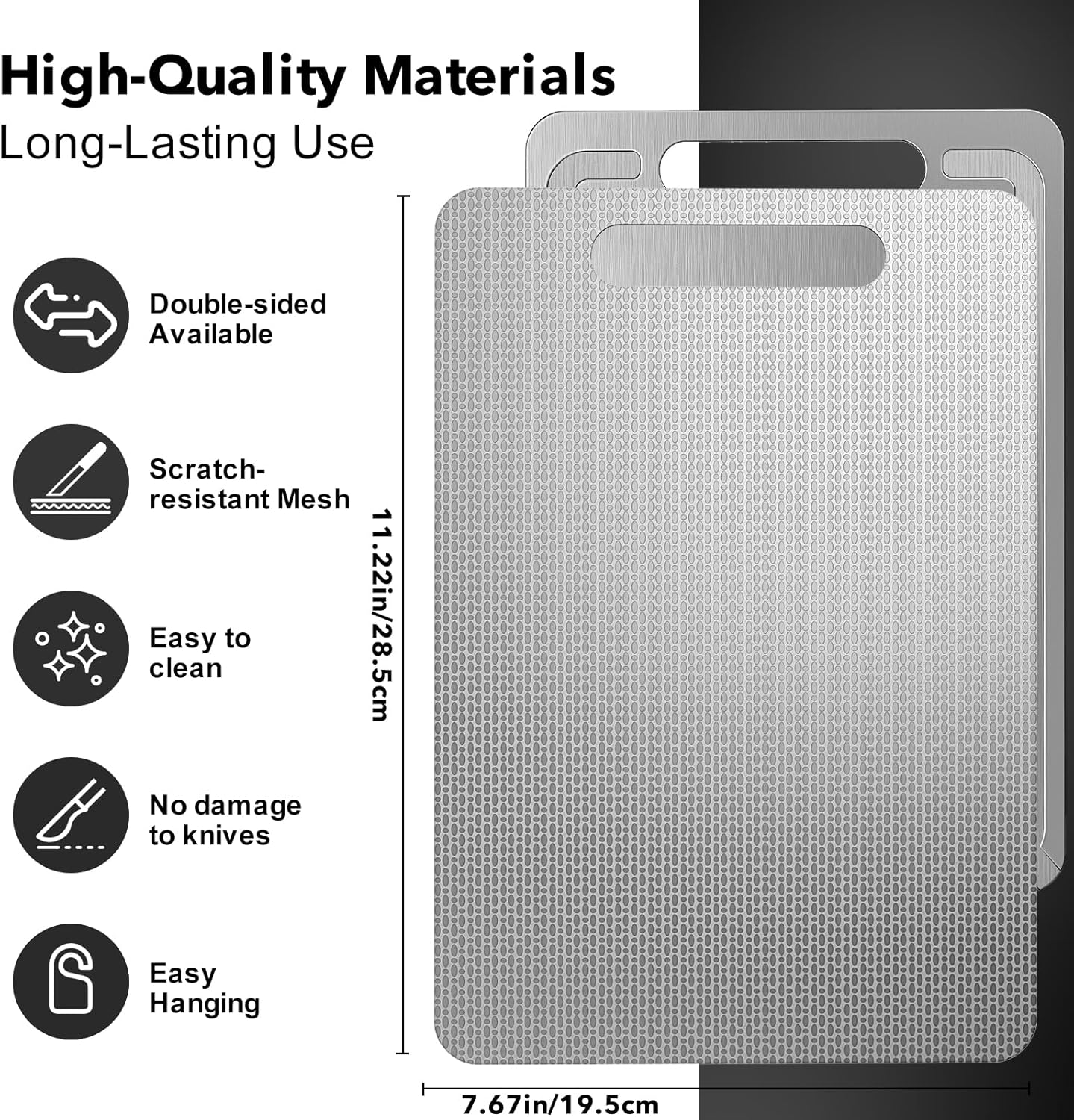 Laokiiy Titanium Cutting Board -100% Pure Titanium Cutting Boards For Kitche,Easy to clean, Double-sided food-grade Cutting Board camping For Meats, Fruits And Vegetables 12 * 8IN - Image 3