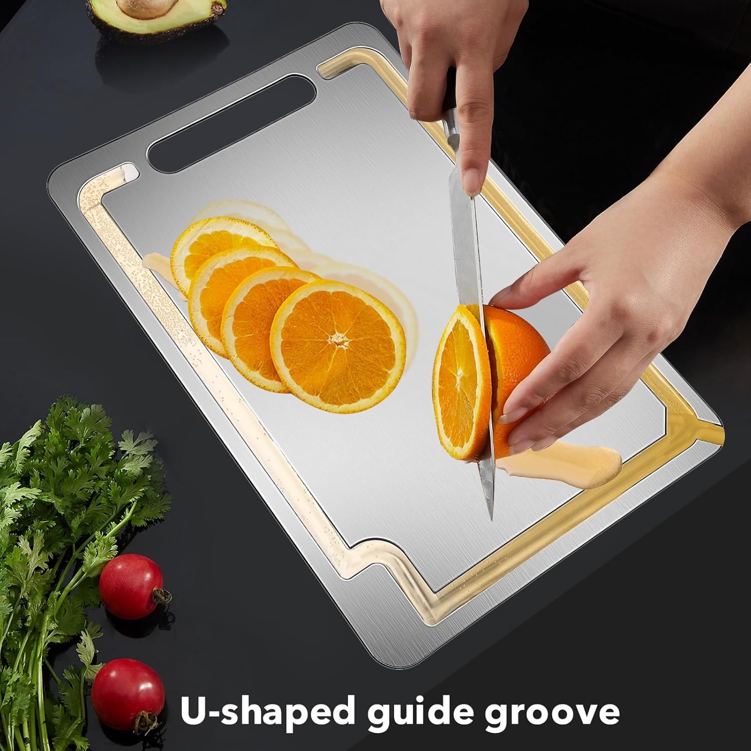 Laokiiy Titanium Cutting Board -100% Pure Titanium Cutting Boards For Kitche,Easy to clean, Double-sided food-grade Cutting Board camping For Meats, Fruits And Vegetables 12 * 8IN - Image 6