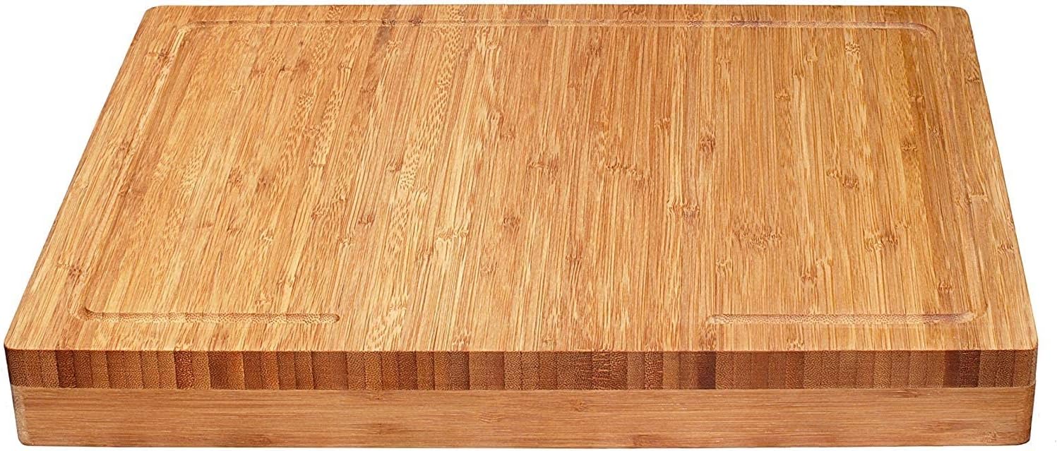 Lipper International Bamboo Wood Over-the-Counter-Edge Kitchen Cutting and Serving Board, 17-5\/8" x 13-7\/8" x 2"