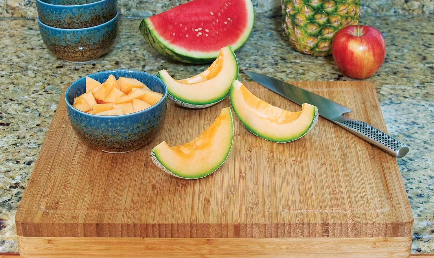 Lipper International Bamboo Wood Over-the-Counter-Edge Kitchen Cutting and Serving Board, 17-5\/8" x 13-7\/8" x 2" - Image 2