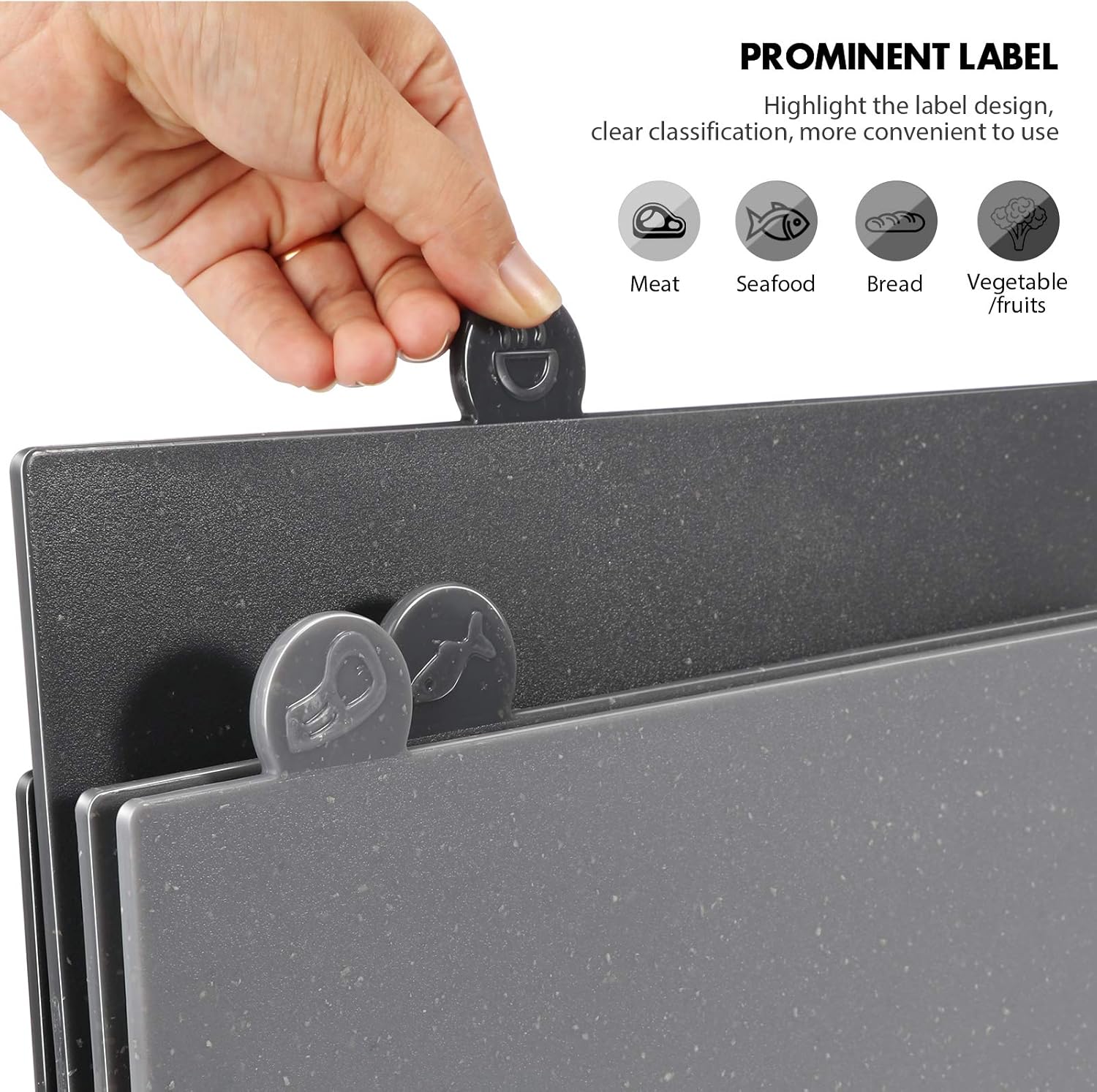 MASTERTOP Cutting Board Set for Kitchen - Index Plastic Chopping Board Set of 4, BPA Free, No Slip, Dishwasher Safe, Thicker Cutting Boards With Draining Rack Organizer - Image 5