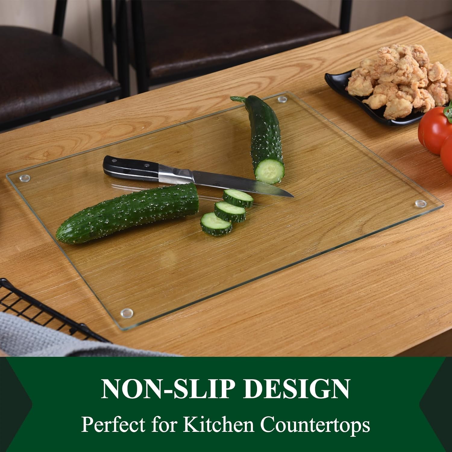 Phore Tempered Glass Cutting Board for Kitchen Counter, Clear Cutting Board for Countertop, Dishwasher Safe, Scratch Resistant, Heat Resistant, Shatter Resistant, Set of 4 (12"x16"x2, 8"x12"x2) - Image 4