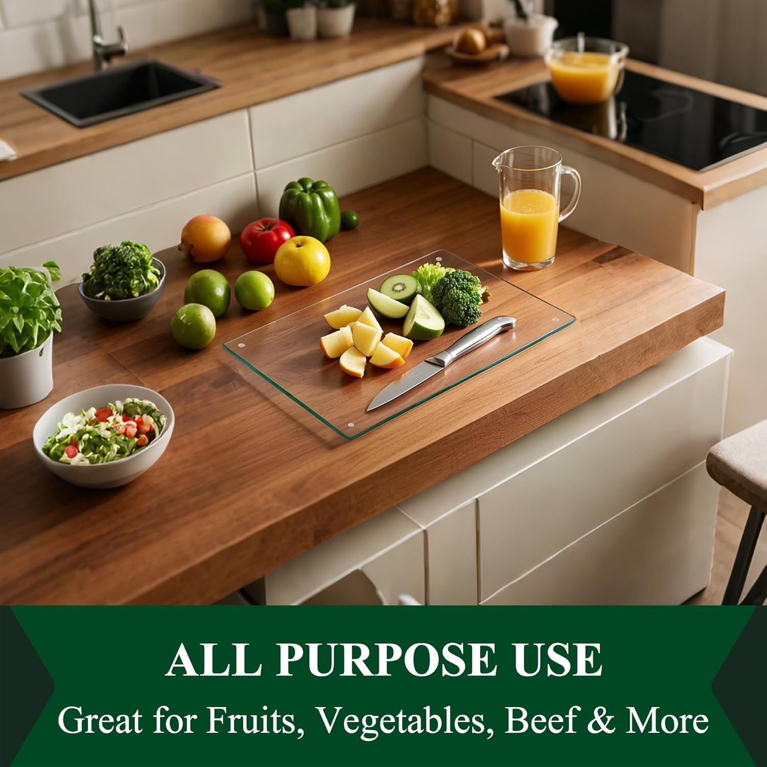 Phore Tempered Glass Cutting Board for Kitchen Counter, Clear Cutting Board for Countertop, Dishwasher Safe, Scratch Resistant, Heat Resistant, Shatter Resistant, Set of 4 (12"x16"x2, 8"x12"x2) - Image 6