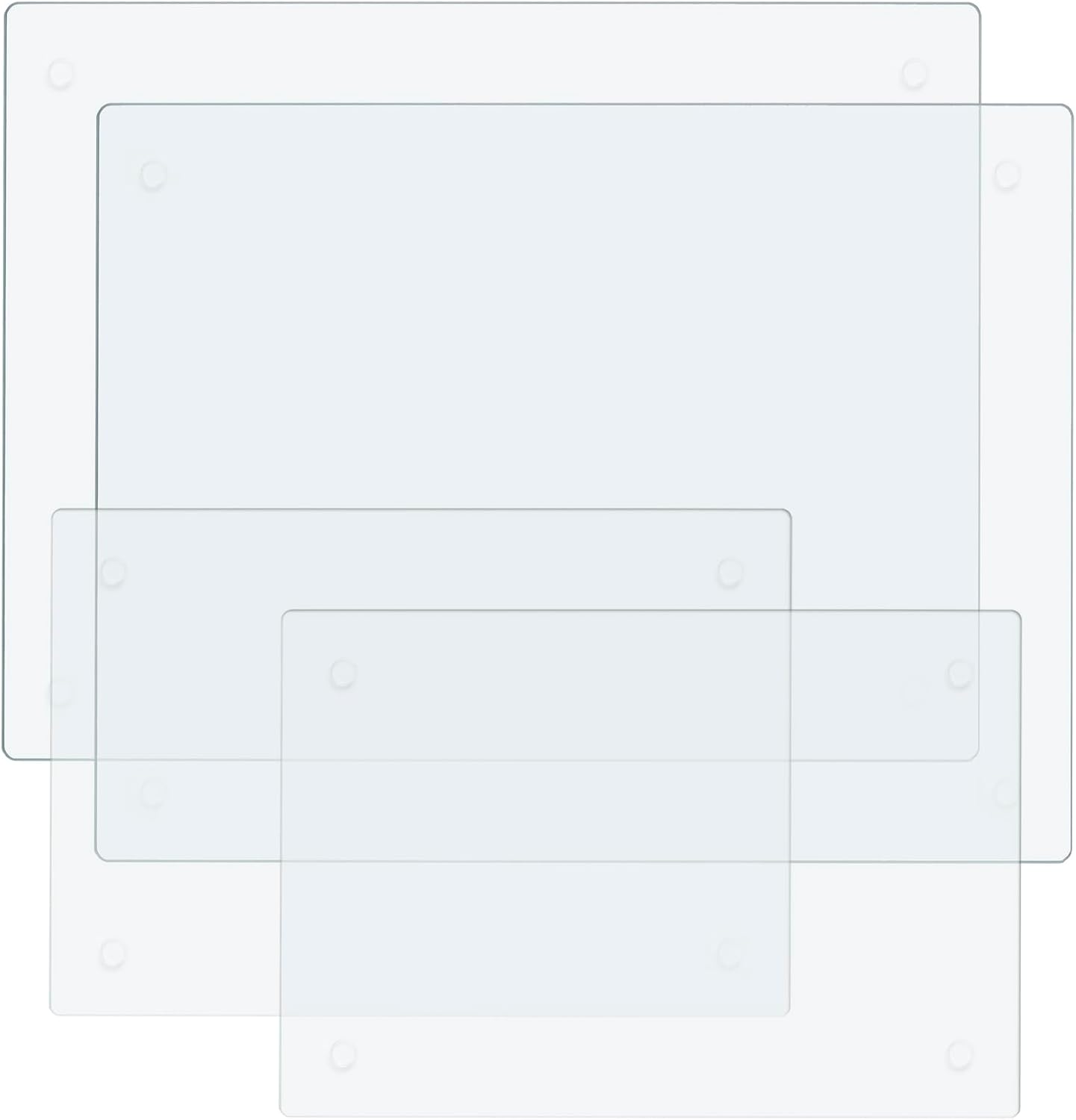 Phore Tempered Glass Cutting Board for Kitchen Counter, Clear Cutting Board for Countertop, Dishwasher Safe, Scratch Resistant, Heat Resistant, Shatter Resistant, Set of 4 (12"x16"x2, 8"x12"x2)