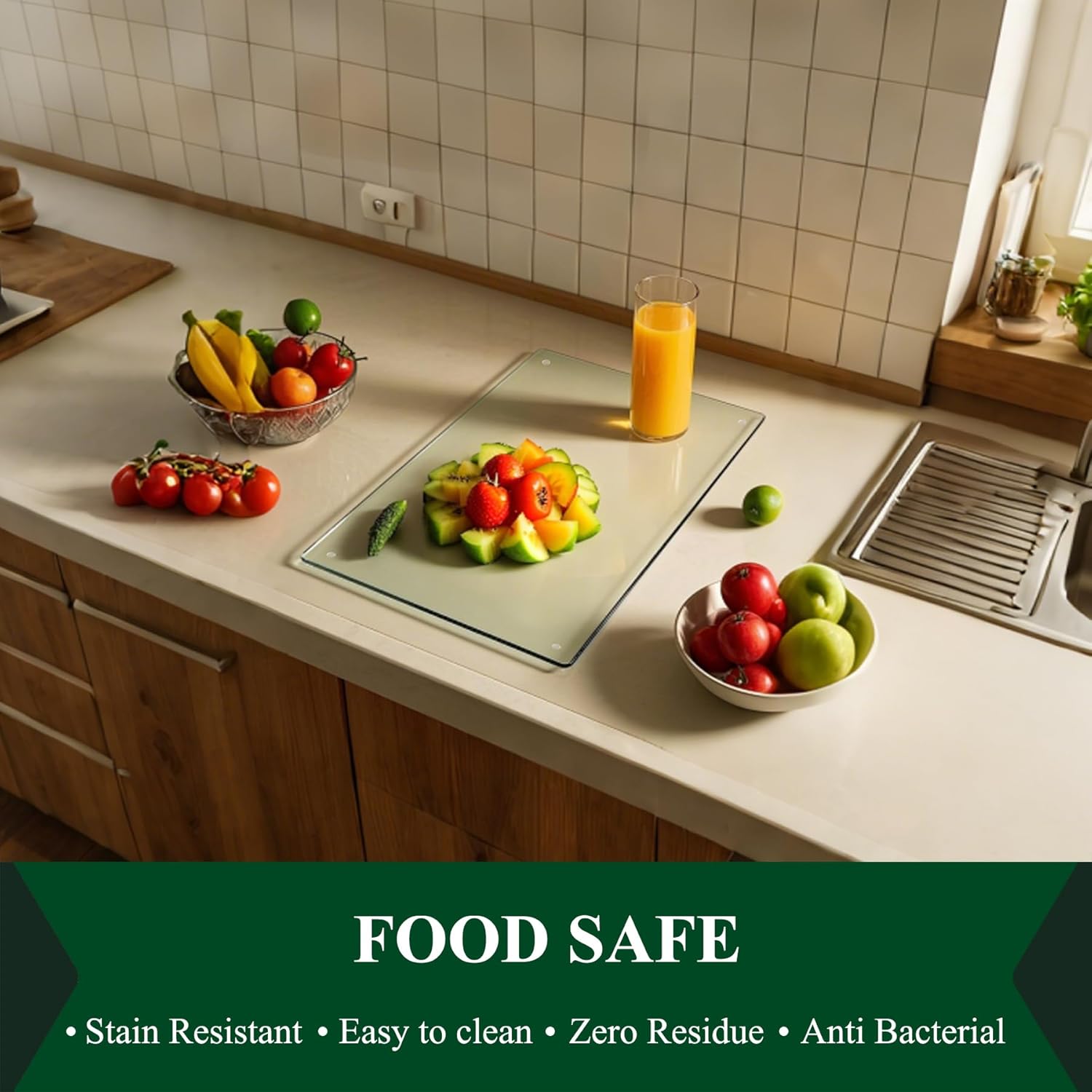 Phore Tempered Glass Cutting Board for Kitchen Counter, Clear Cutting Board for Countertop, Dishwasher Safe, Scratch Resistant, Heat Resistant, Shatter Resistant, Set of 4 (12"x16"x2, 8"x12"x2) - Image 5