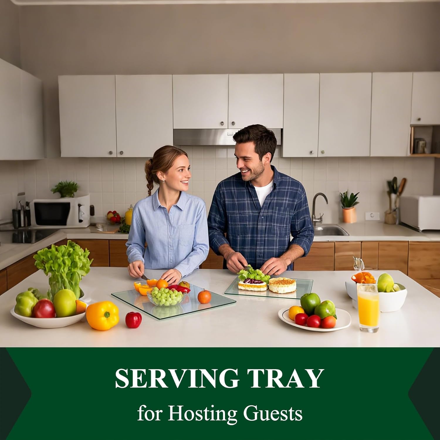 Phore Tempered Glass Cutting Board for Kitchen Counter, Clear Cutting Board for Countertop, Dishwasher Safe, Scratch Resistant, Heat Resistant, Shatter Resistant, Set of 4 (12"x16"x2, 8"x12"x2) - Image 2