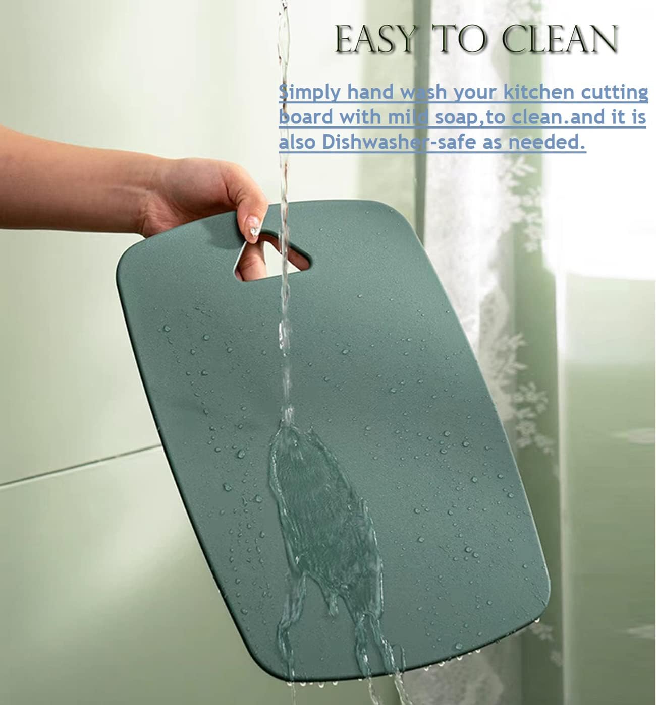 Plastic Cutting Board Set of 3, Cutting Boards for Kitchen,Thick Chopping Boards for Meat, Veggies, Fruits, with Easy Grip Handle,Dishwasher Saf,Suitable for outdoor camping, RV. (green) - Image 5