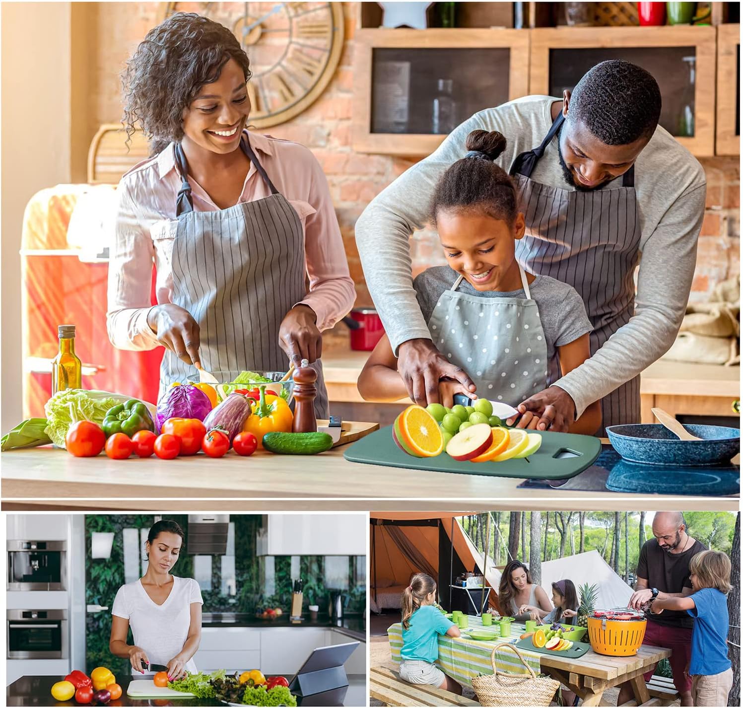 Plastic Cutting Board Set of 3, Cutting Boards for Kitchen,Thick Chopping Boards for Meat, Veggies, Fruits, with Easy Grip Handle,Dishwasher Saf,Suitable for outdoor camping, RV. (green) - Image 7