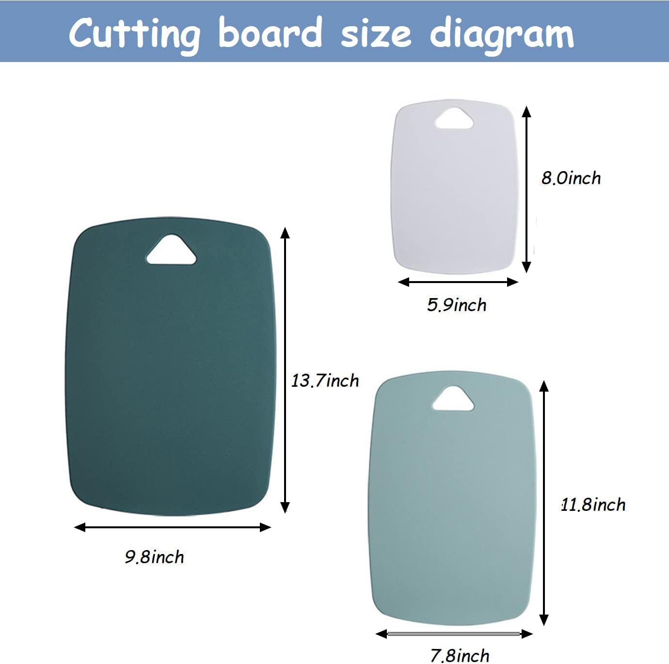 Plastic Cutting Board Set of 3, Cutting Boards for Kitchen,Thick Chopping Boards for Meat, Veggies, Fruits, with Easy Grip Handle,Dishwasher Saf,Suitable for outdoor camping, RV. (green) - Image 2