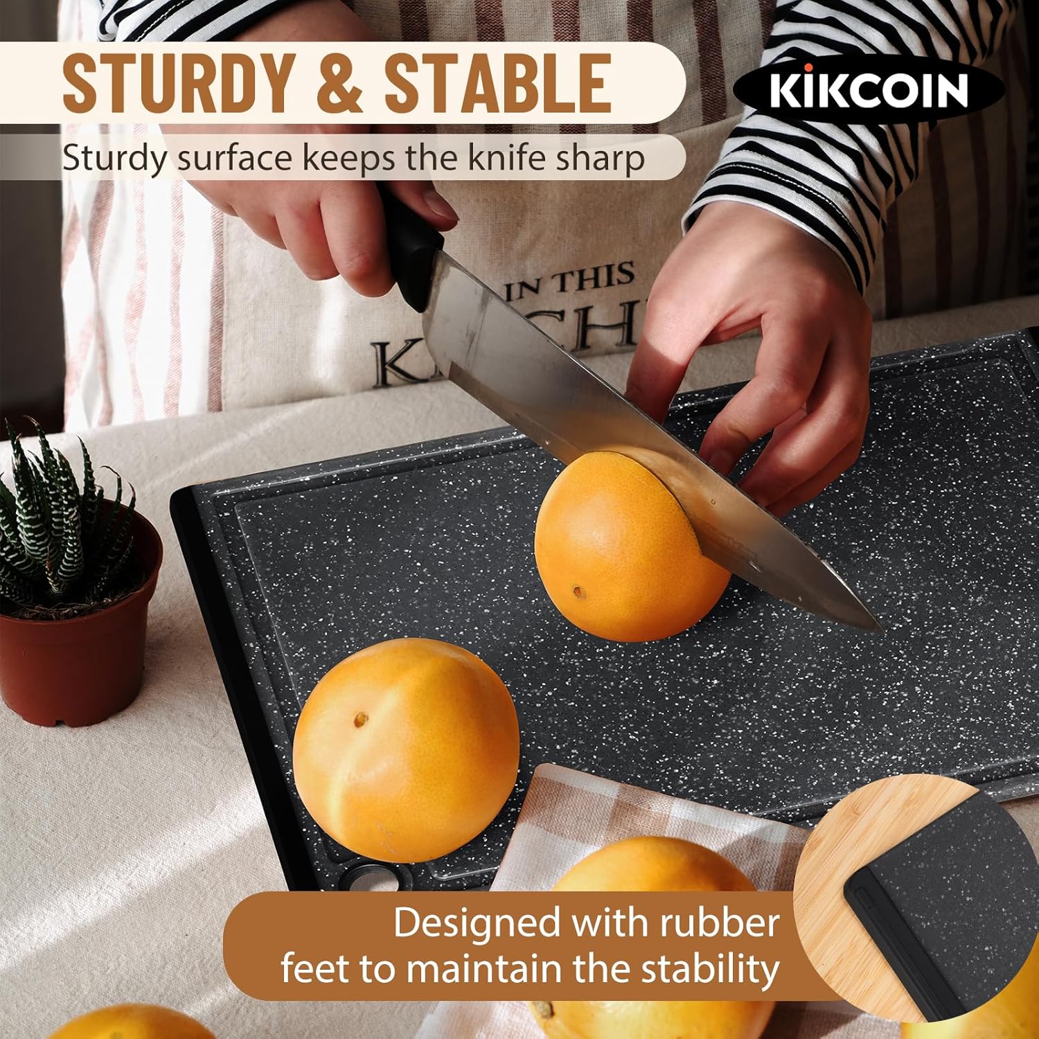 Plastic Cutting Boards for Kitchen, 3-Piece Large Cutting Board Set Dishwasher Safe Chopping Boards with Non-slip Feet and Juice Grooves, Kikcoin - Image 5