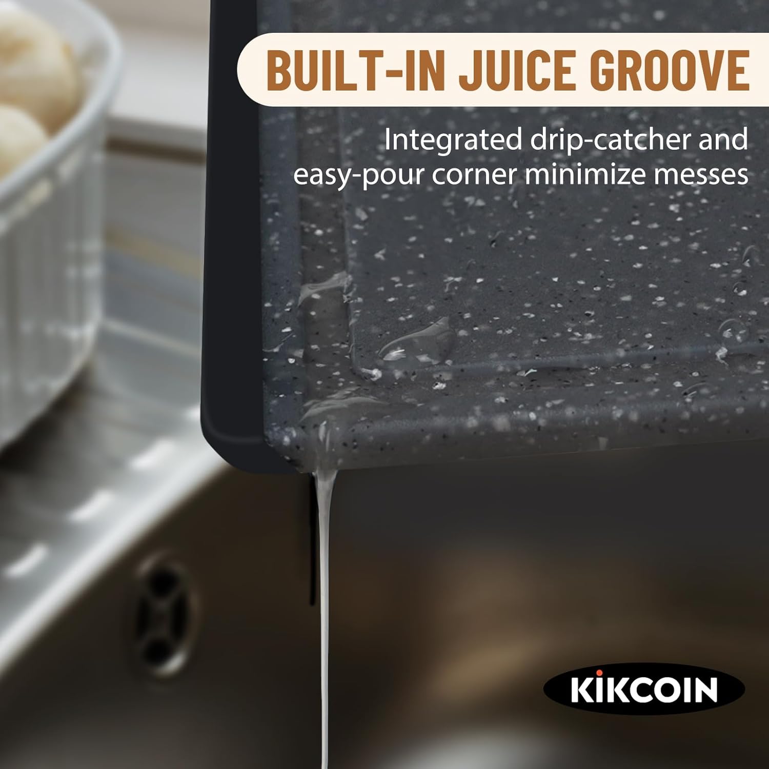 Plastic Cutting Boards for Kitchen, 3-Piece Large Cutting Board Set Dishwasher Safe Chopping Boards with Non-slip Feet and Juice Grooves, Kikcoin - Image 4