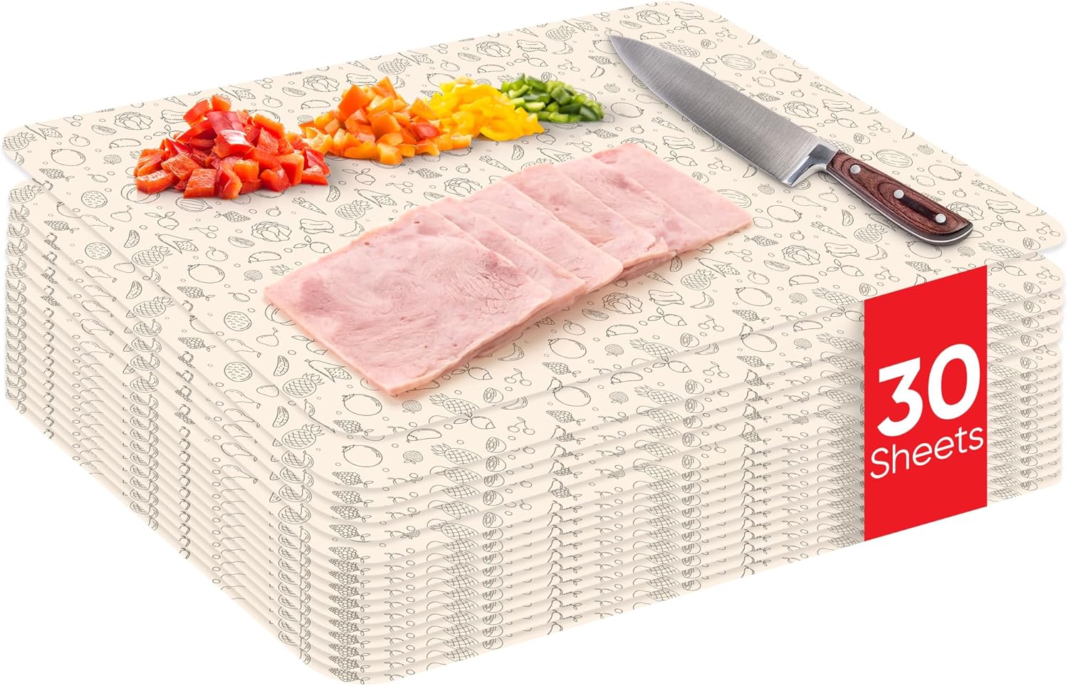 Purple Dot 30 Pc Disposable Cutting Board Sheets - Durable Chopping Board for Meat, Chicken, Fish, Vegetables; Large, Portable, Flexible Cutting Board Mats for Kitchen, Crafts and Art Project, Camping