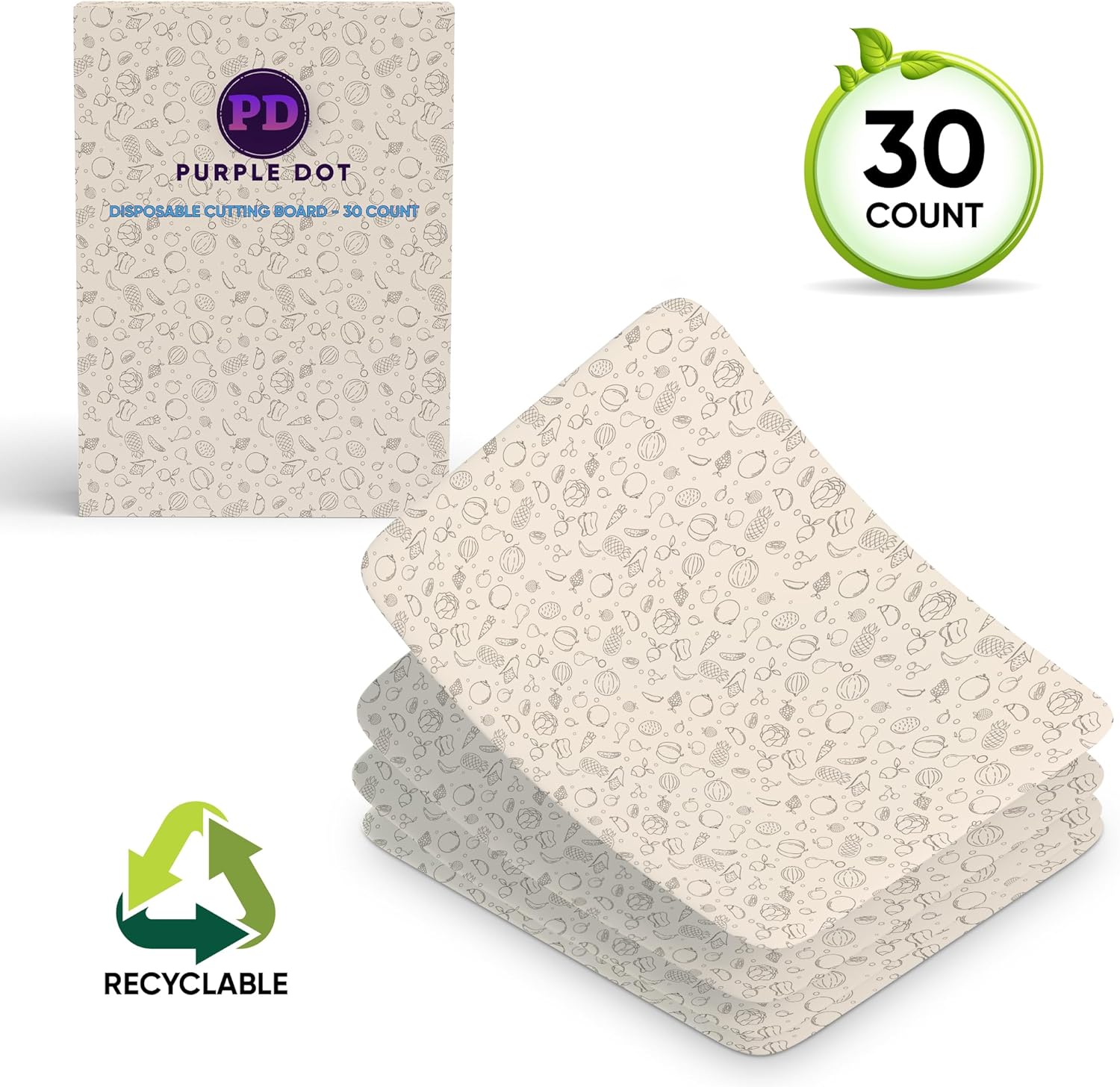 Purple Dot 30 Pc Disposable Cutting Board Sheets - Durable Chopping Board for Meat, Chicken, Fish, Vegetables; Large, Portable, Flexible Cutting Board Mats for Kitchen, Crafts and Art Project, Camping - Image 7