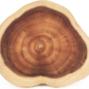 Resafy Round Cutting Board(Dia. 12~14 inch), Exquisite Non-Splicing Acacia Wood Cheese Board, Reversible Wooden Charcuterie Board (Non-Exact Round, Follow Actual Shape of wood)