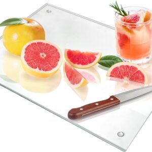 Seelenruhe Tempered Glass Cutting Board for Kitchen Counter, 12x16 inch Clear Cutting Board for Countertop, Non-Slip, Heat-Resistant, Easy to Clean, Kitchen Decoration