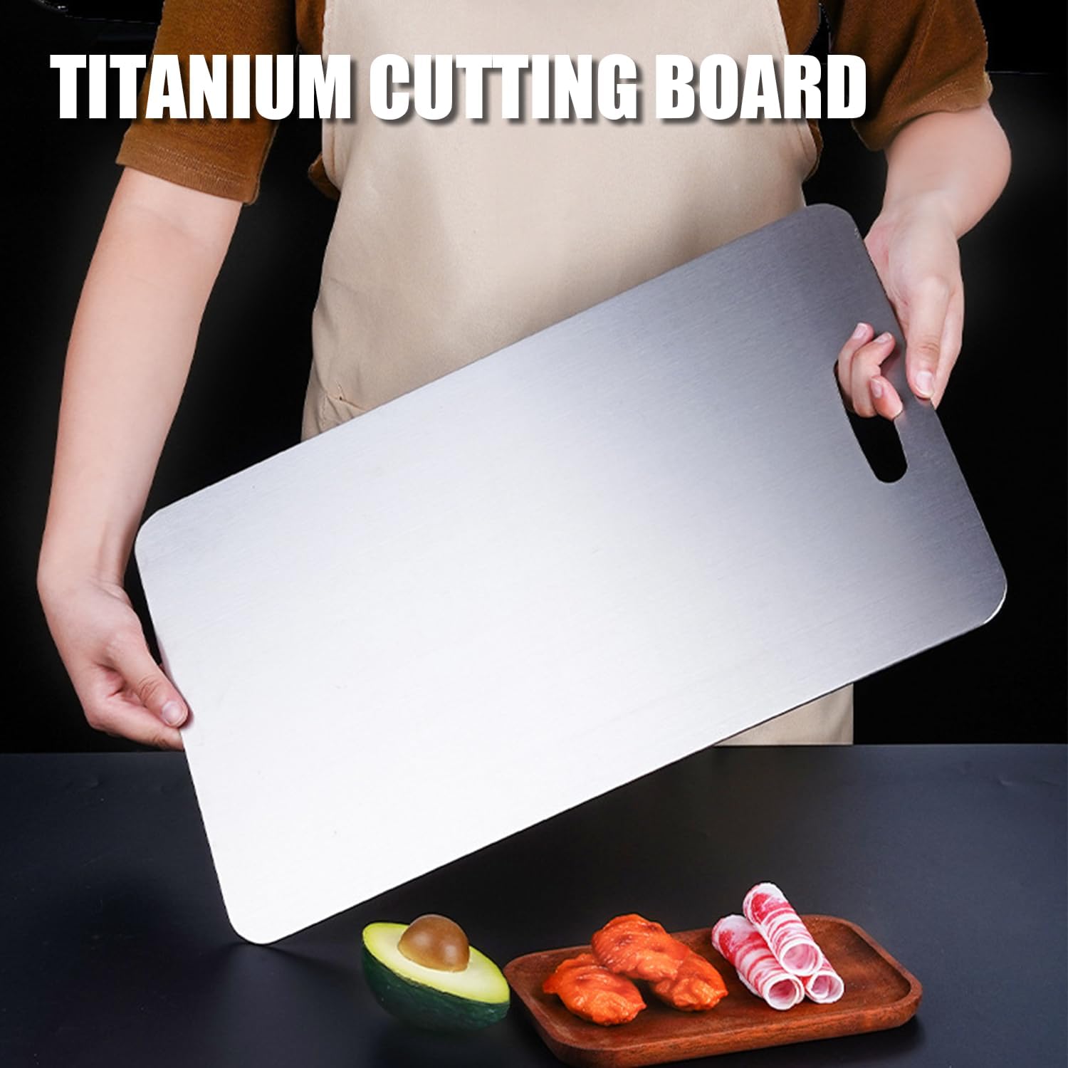 SHIRIA Cutting Board, Pure Titanium Cutting Boards For Kitchen, Double-Sided Titanium Cutting Board for Cutting Vegetables And Meat (12 * 8 in) - Image 3