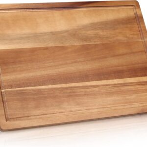 Solid Acacia Wood Cutting Boards for Kitchen Decor Wooden Charcuterie Board Meat Cheese Boards Butcher Block Pizza Bread Serving Board Hardwood Chopping Board Non Toxic Teak Small Cutting Boards