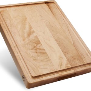 Sonder Los Angeles, Made in USA, Large Thick Maple Wood Cutting Board for Kitchen with Juice Groove, Sorting Compartment, Charcuterie Wooden Board 17x13x1.5 in (Gift Box Included) Natural