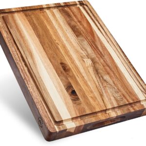 Sonder Los Angeles, Thick Sustainable Acacia Wood Cutting Board for Kitchen with Juice Groove, Sorting Compartment, Charcuterie 16x12x1.5 in (Gift Box Included)