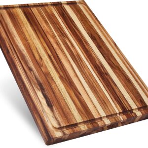 Sonder Los Angeles, XXL Thick Edge Grain Teak Wood Cutting Board for Kitchen with Juice Groove, 23x17x1.5 Charcuterie Wooden Board in Large (Gift Box Included)
