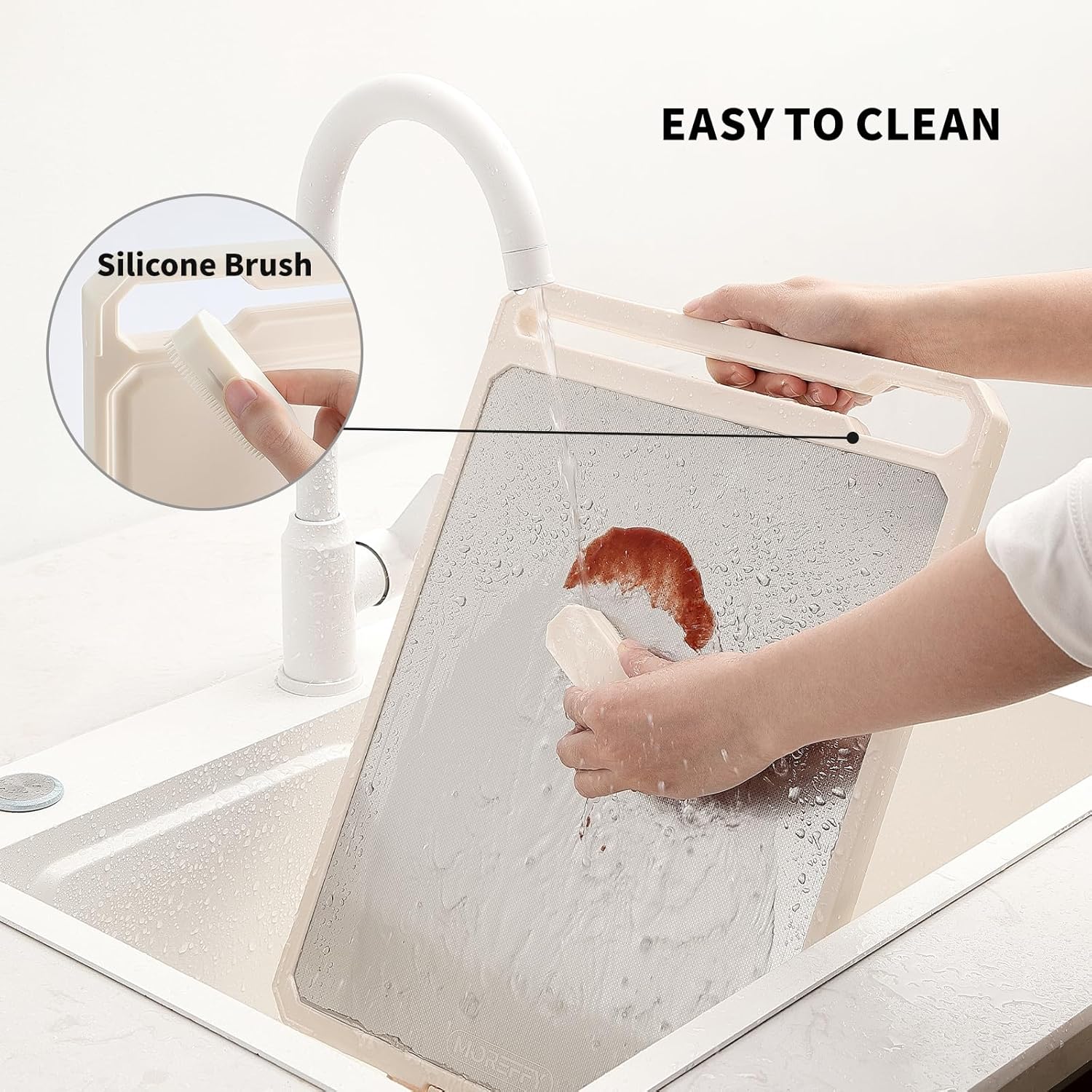 Stainless Steel Cutting Board for Kitchen, Double Sided 304 Stainless Steel & Wheat Straw PP, Non Toxic Cutting Board, Scratch-Resistant, Easy to Clean, Non-Slip, Large Size 17×12×0.9” - Image 6