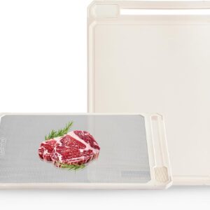 Stainless Steel Cutting Board for Kitchen, Double Sided 304 Stainless Steel & Wheat Straw PP, Non Toxic Cutting Board, Scratch-Resistant, Easy to Clean, Non-Slip, Large Size 17×12×0.9”