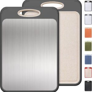 Stainless Steel Cutting Board, Non Toxic Cutting Board for Kitchen Double Sided Food Grade, Chopping Board for Meat\/Vegetables, Kitchen Gifts Easy to Clean 2025 New Upgrade Large Size (16"L x 11"W)