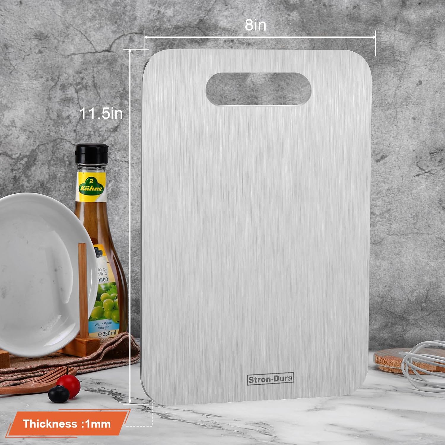 Stron- Dura Cutting Board - 304 Food Grade Stainless Steel Cutting Boards for Kitchen- for cutting Meat, Fruit, Vegetables, Outdoor or Indoor 11.5" X 8" (1, Small) - Image 3