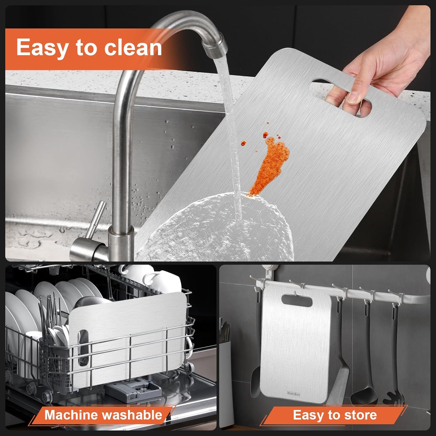 Stron- Dura Cutting Board - 304 Food Grade Stainless Steel Cutting Boards for Kitchen- for cutting Meat, Fruit, Vegetables, Outdoor or Indoor 11.5" X 8" (1, Small) - Image 7