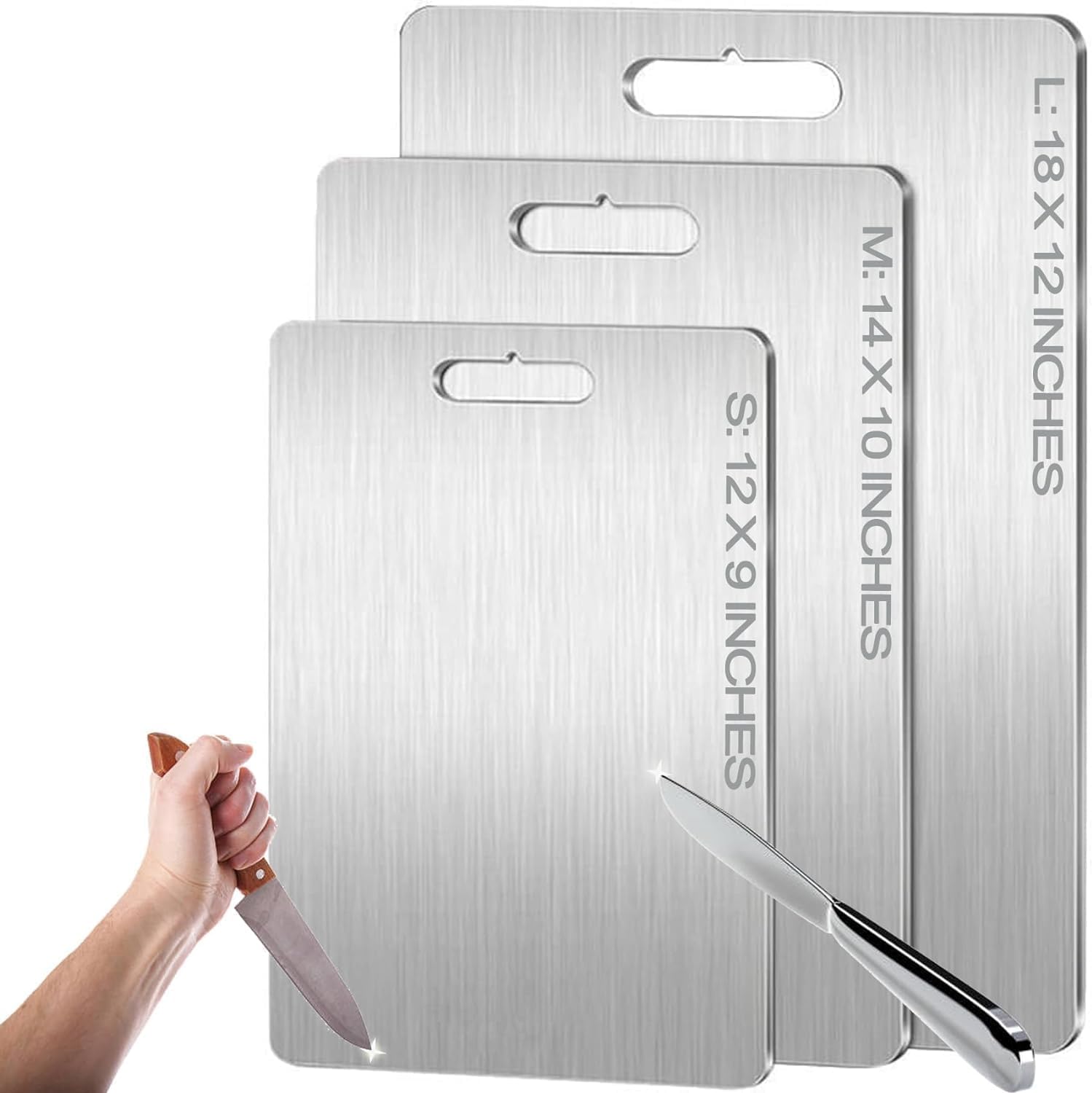 Titanium Cutting Board - 100% Pure Titanium Cutting Boards for Kitchen - Cutting Edge Hygiene & Durability, 1 Pack Double Sided Medical-grade Titanium Cutting Mat, Easy to Clean (12"L x 9"W)