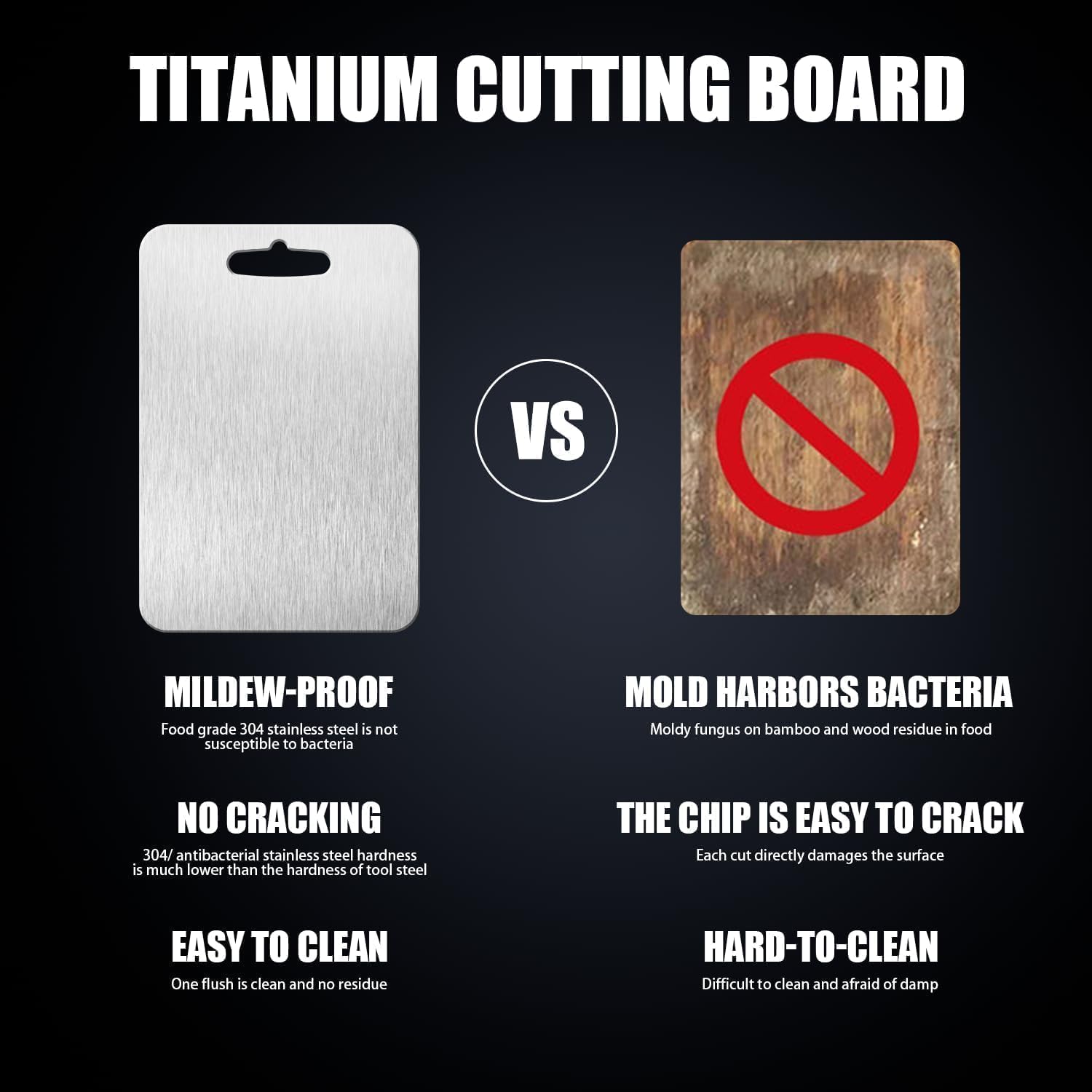 Titanium Cutting Board - 100% Pure Titanium Cutting Boards for Kitchen - Cutting Edge Hygiene & Durability, 1 Pack Double Sided Medical-grade Titanium Cutting Mat, Easy to Clean (12"L x 9"W) - Image 7