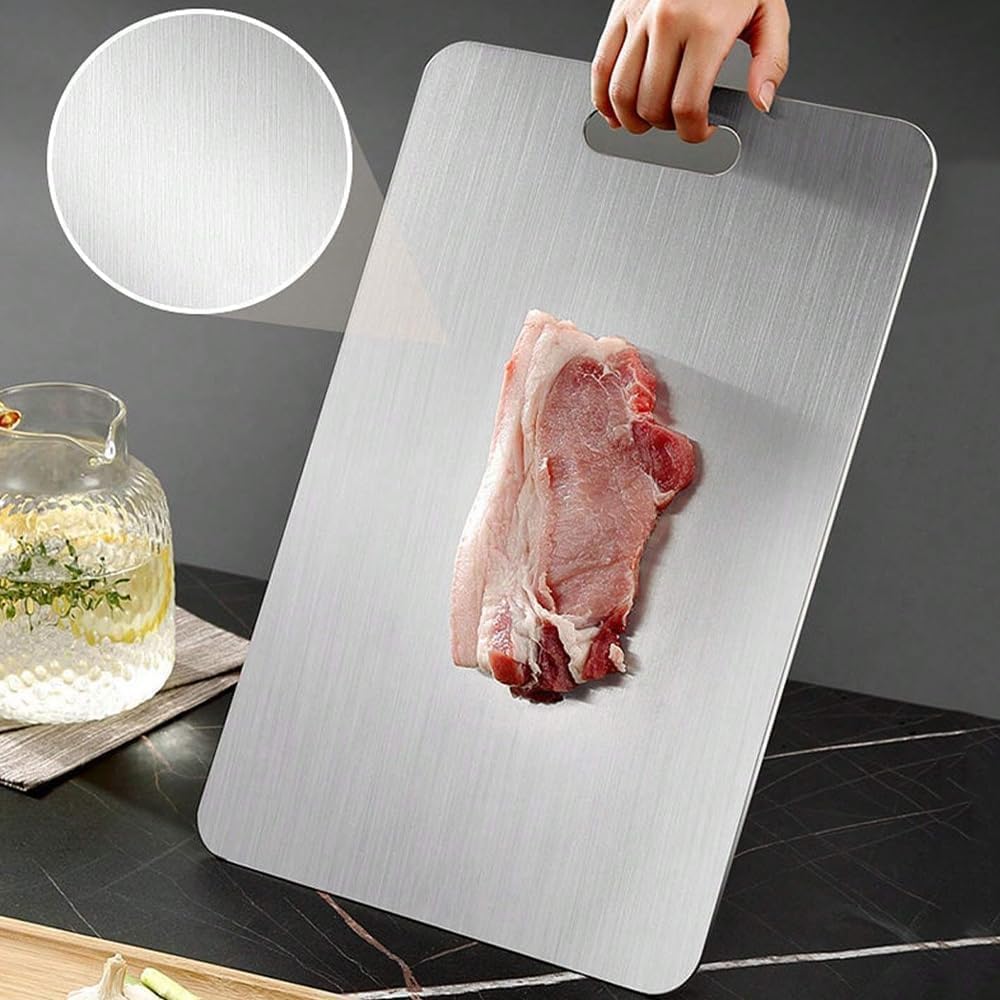 Titanium Cutting Board - 100% Pure Titanium Cutting Boards for Kitchen - Cutting Edge Hygiene & Durability, 1 Pack Double Sided Medical-grade Titanium Cutting Mat, Easy to Clean (12"L x 9"W) - Image 2