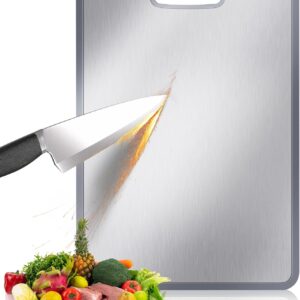 Titanium Cutting Board - 5mm Thick with Edge Protection, Non-Deforming & Lightweight for Kitchen, Camping, and Housewarming Gifts（15‘’*11‘’）