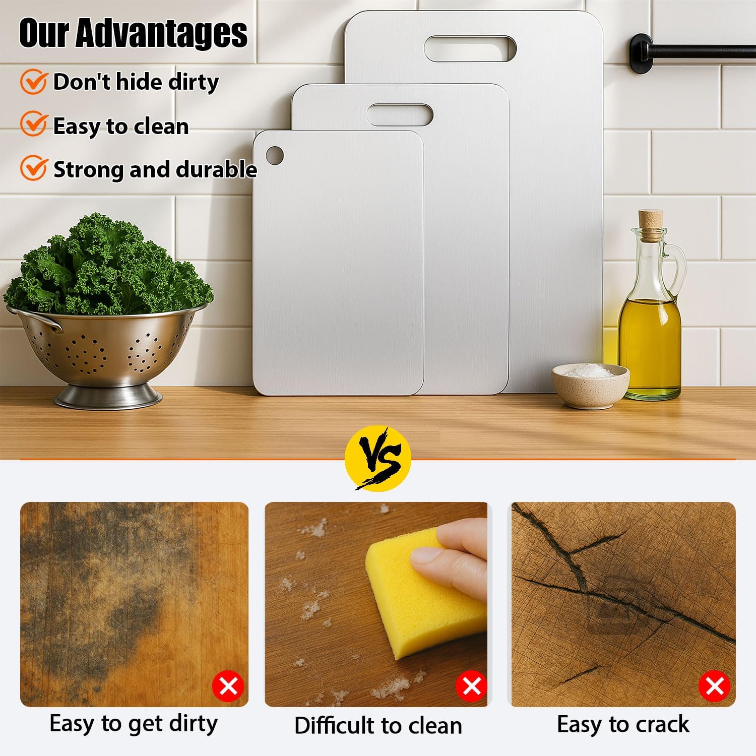 Titanium Cutting Board, 100% Pure Titanium Chopping Board for Kitchen, Hygiene & Durability Double Sided Cutting Board, Non-toxic Chopping Board, Dishwasher Safe (11.8\u201C x 7.9\u201D) - Image 5