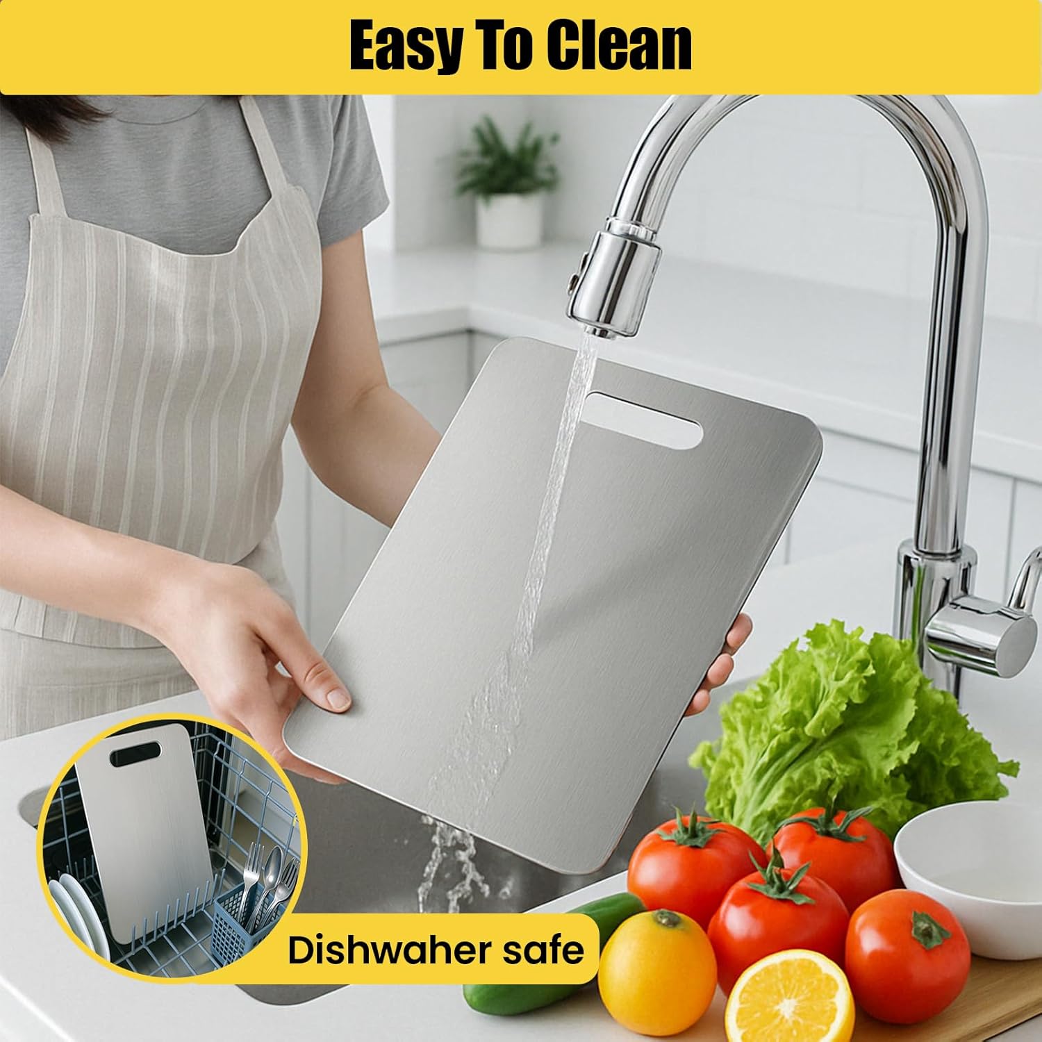 Titanium Cutting Board, 100% Pure Titanium Chopping Board for Kitchen, Hygiene & Durability Double Sided Cutting Board, Non-toxic Chopping Board, Dishwasher Safe (11.8\u201C x 7.9\u201D) - Image 6