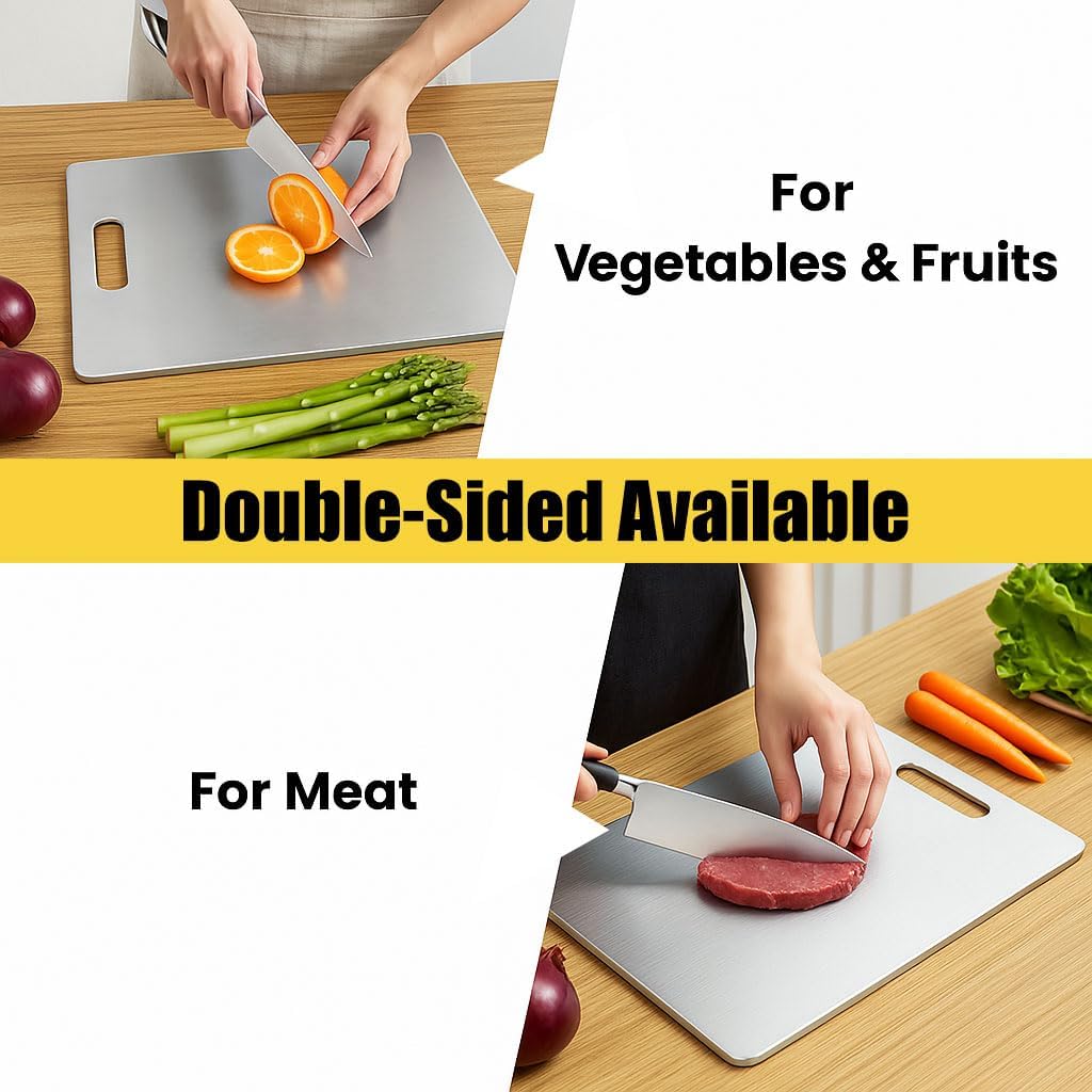 Titanium Cutting Board, 100% Pure Titanium Chopping Board for Kitchen, Hygiene & Durability Double Sided Cutting Board, Non-toxic Chopping Board, Dishwasher Safe (11.8\u201C x 7.9\u201D) - Image 3
