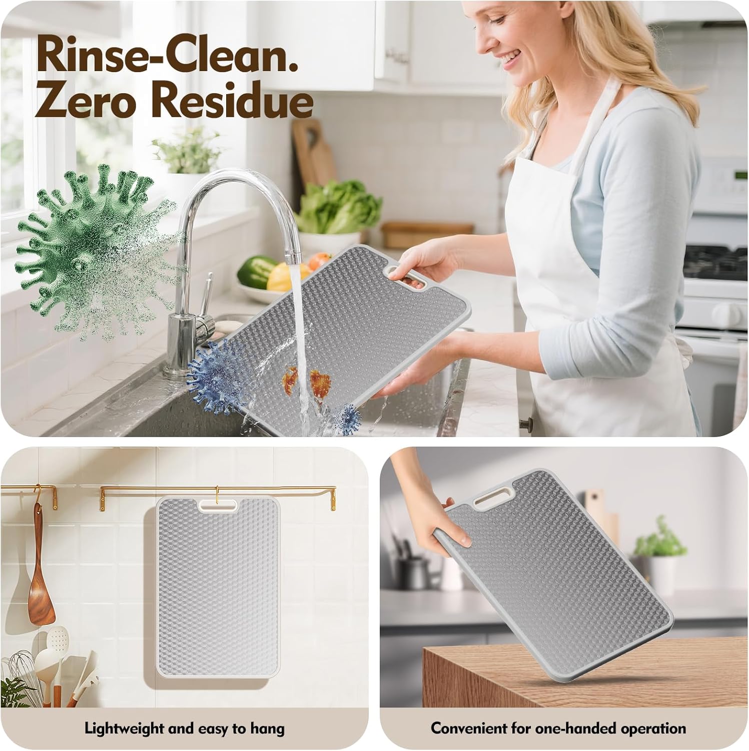 Titanium Cutting Board, Dual Sided Food Grade Titanium & Wheat Straw PP, Non Slip Scratch Resistant Easy Clean, cutting boards for kitchen, 15.16" x 10.43" - Image 6