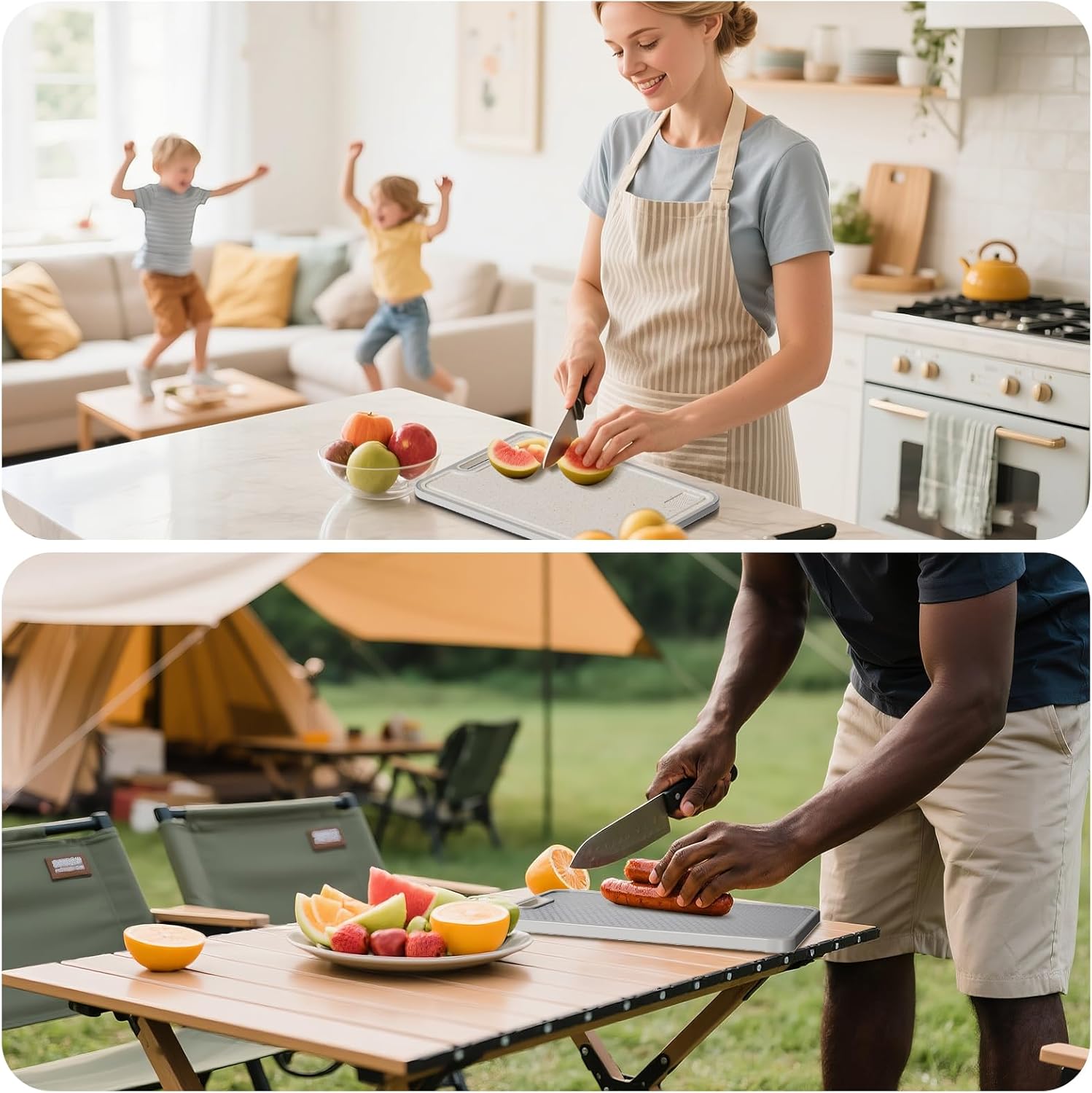 Titanium Cutting Board, Dual Sided Food Grade Titanium & Wheat Straw PP, Non Slip Scratch Resistant Easy Clean, cutting boards for kitchen, 15.16" x 10.43" - Image 7