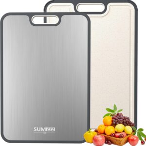 Titanium Cutting Board for Kitchen, Cutting Board Double Sided Food Grade, Pure Titanium and Wheat Straw PP, Easy to Clean Large Size 16\u201D×11\u201D