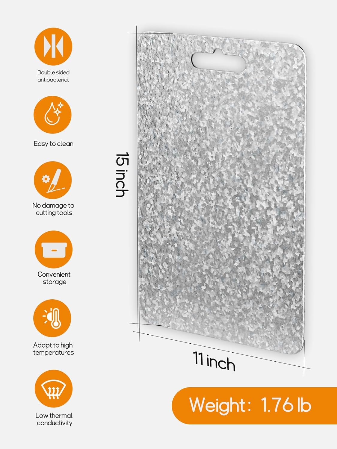 Titanium Cutting Board for Kitchen,Double Sided Pure Titanium Cutting Board,With Suspendable Handle,BPA Free, Dishwasher Safe (15.75“x11”) - Image 3